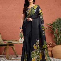 Women Traditional Saree with Unstitched Blouse Piece        -image-3