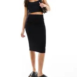 Women Midi Pencil Jersey Skirt-image-27