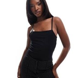 Women Double Layer Tie-Back Cami Strap Bodysuit-24
