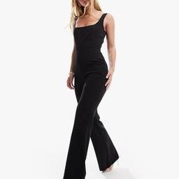 Women Square-Neck Tailored Fit Flare Jumpsuit-24
