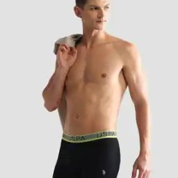 Men Contrast Logo Knit Waistband Trunks-image-27