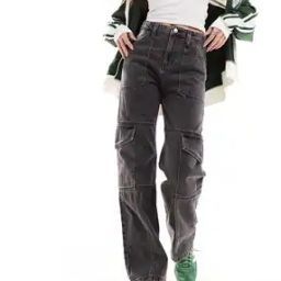 WomenLight-Wash Cargo Wide-Leg Jeans-image-3