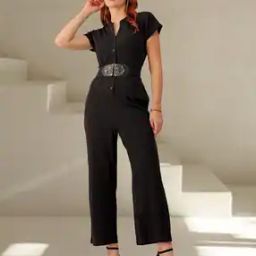 Women Drop-Shoulder Jumpsuit with Insert Pockets-image-90