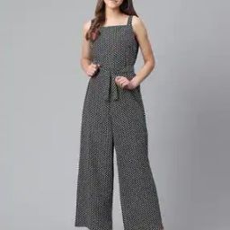 Geometric Print Jumpsuit with Waist Tie-Up-image-27