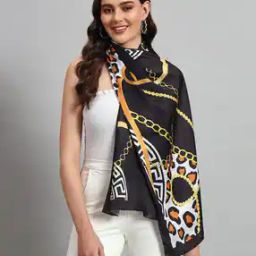 Women Abstract Printed Satin Silk Scarf-9