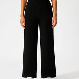 Women Ribbed Relaxed Fit High-Rise Pants-picture-15
