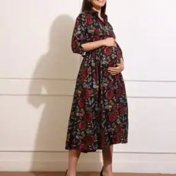 Women Floral Print Shirt Dress with Spread Collar-image-67