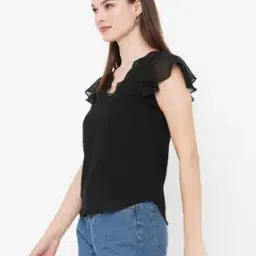 V-Neck Top with Lace Yoke-image-15