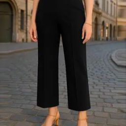 Women Relaxed Fit Flat-Front Trousers-picture-35