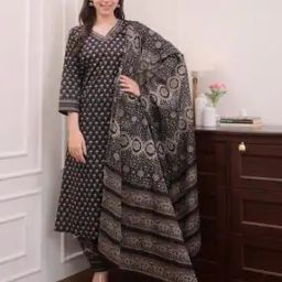 Women Printed A-Line Kurta with Pants & Dupatta-picture-1