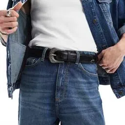 Men Woven Genuine Leather Belt with Buckle Closure-image-71