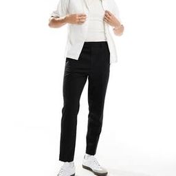 Men Tapered Fit Flat-Front Trousers-image-26