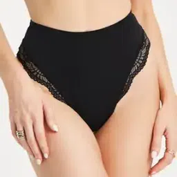 Women Contouring Medium Control Lace Thong Panties-image-0