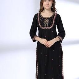 Women Embroidered Round-Neck Straight Kurta-image-61