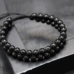 Double Line Black Beaded Bracelet-image-9