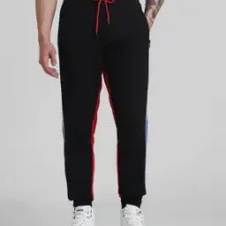 Colourblock Joggers with Drawstring Waist-image-55