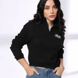 Women Typographic Print Regular Fit High-Neck T-Shirt-image-55
