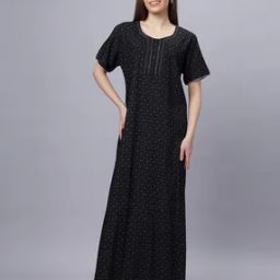 Women Micro Print Nightie with Insert Pocket-image-58