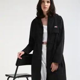 Women Tailored Fit Hooded Trench Coat-image-93