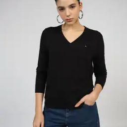 Women Regular Fit V-Neck Organic Cotton Sweatshirt-image-61