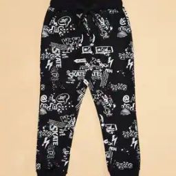 Boys Typographic Print Mid-Rise Joggers-image-105