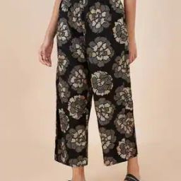 Women Floral Print Mid-Rise Relaxed Fit Palazzo-image-1