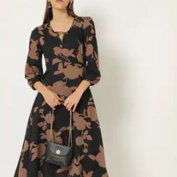 Floral Print Square-Neck A-line Dress-image-67