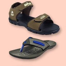 Men Set of 2 Open-Toe Sandals with Velcro Fastening -17