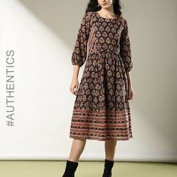Handblock Kalamkari Print Cotton Dress-image-76