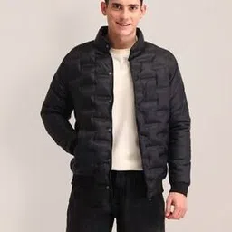 Men Regular Fit Zip-Front Puffer Jacket-picture-3