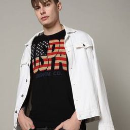 Men Logo Print Slim Fit Crew-Neck T-Shirt-image-90