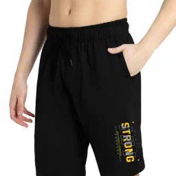 kart black Men Typographic Print Regular Fit Shorts image 1