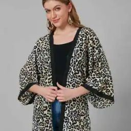 Animal Print Shrug with Kimono Sleeves-picture-19