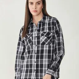 Checked Shirt with Flap Pockets-image-88