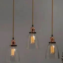 Linear Chandelier Glass Bell Hanging  Rose Gold Bulb-image-24