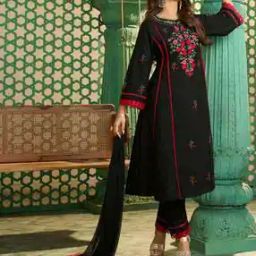 Women Embroidered Flared Kurta Set with Dupatta-image-59