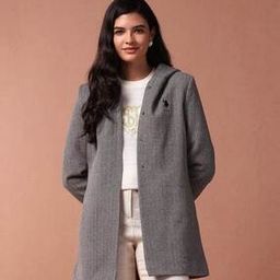 Women Regular Fit Hooded Jacket with Logo Embroidery-image-10