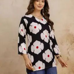 Women Floral Straight Kurti -image-10