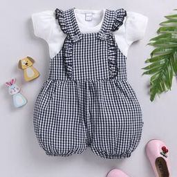 Girls Checked Dungaree with Top-picture-11