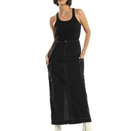 2 in 1 Ribbed Scoop Neck Vest Cargo Midi Skirt Dress with Contrast Stitch-image-52