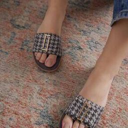 Women Houndstooth Pattern Slip-On Sandals-image-55