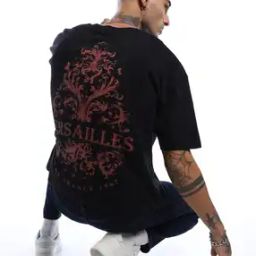Men Boxy Oversized T-Shirt with Back Print-image-52