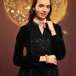 Women A-line Kurti with Full Sleeves-image-4