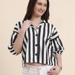 Women Stripes Boxy Fit Shirt-image-64