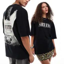 Unisex Nirvana Guitar Graphics Oversized License Band T-Shirt-image-40