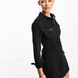 Denim Fitted Shirt Dress-image-63