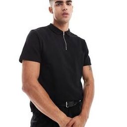 Waffle-Knit Zip-Neck Polo T-Shirt-image-36