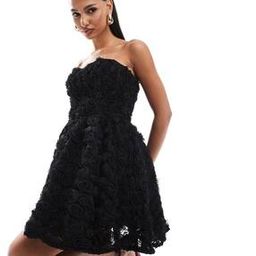 3D Floral Bandeau Skater Mini Dress-image-66