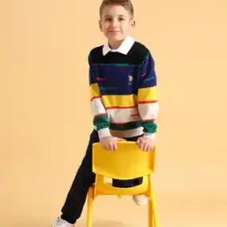 Boys Striped Regular Fit Sweater-image-80