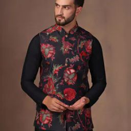 Men Regular Fit Nehru Jacket with Patch Pockets-3